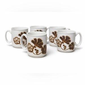 2 / $40 Vintage Winchcombe Pottery Mugs – Stoneware Brown Floral 70s 8oz